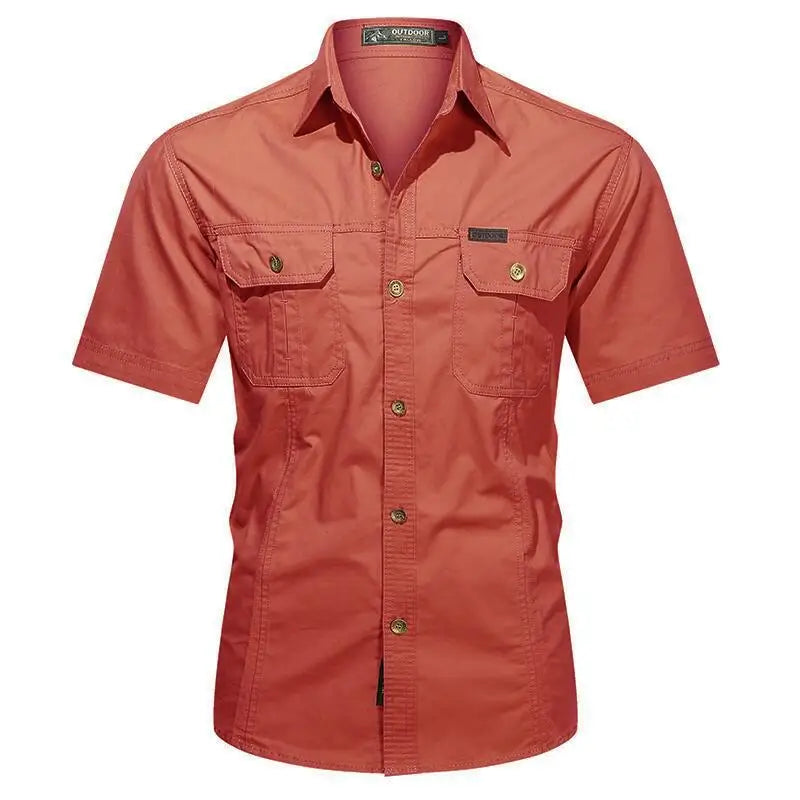 Quick Dry Short Sleeve Breathable Shirt Clothing BushLine Red M
