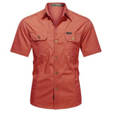 Quick Dry Short Sleeve Breathable Shirt Clothing BushLine Red M