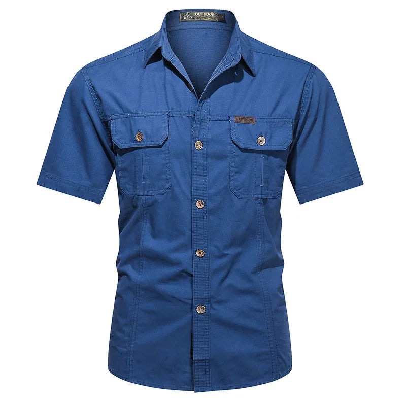 Quick Dry Short Sleeve Breathable Shirt Clothing BushLine Denim Blue M