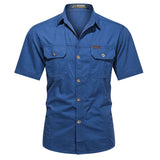Quick Dry Short Sleeve Breathable Shirt Clothing BushLine Denim Blue M