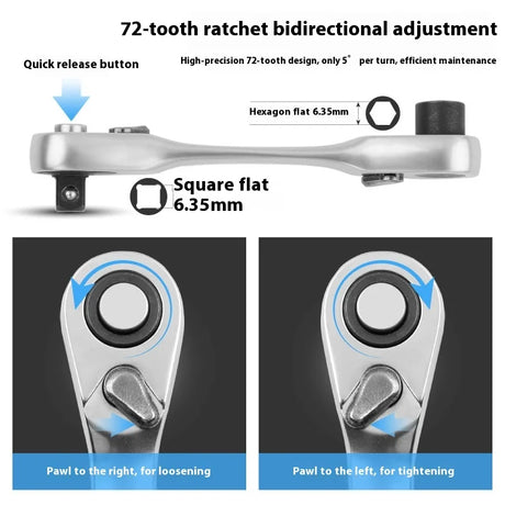 Quick Release Hex Head & Socket 1/4 inch Double Ended Ratchet tools  