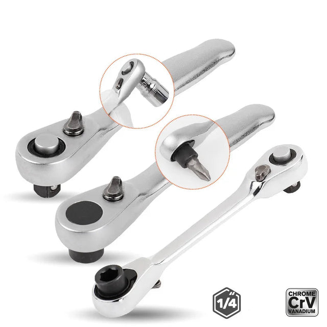 Quick Release Socket 1/4 inch Double Ended Ratchet tools  BushLine