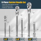 Ratchet Set 1/4" 3/8" 1/2" Drive 180° Adjustable Swivel Head tools  