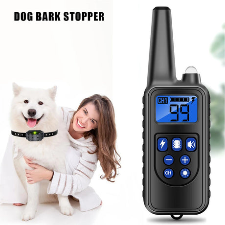 Rechargeable Dog Training & Anti-Bark Collar 800m Dog Stuff  