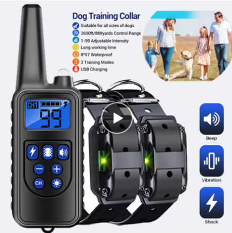 Rechargeable Dog Training & Anti-Bark Collar 800m Dog Stuff  