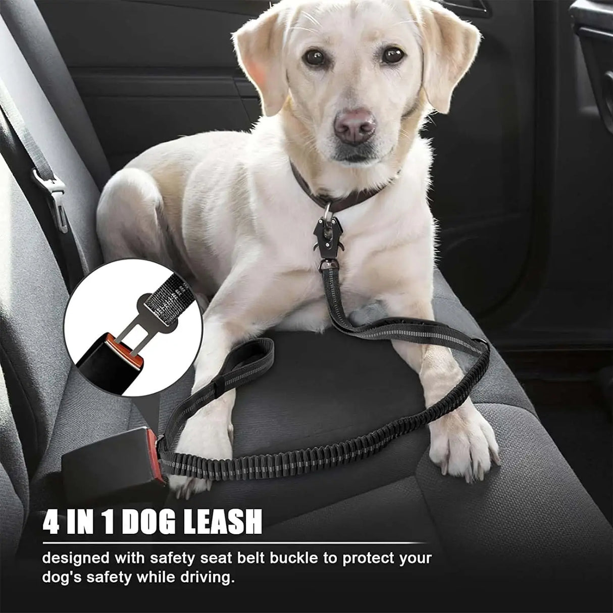 Reflective Shock Absorbing  Dog Leash Seatbelt Buckle Dog Stuff  BushLine