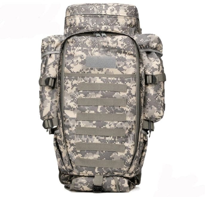 Rugged 70L Over Night Rifle Shovel Tool Camping Backpack Rifle Accesories BushLine ACU