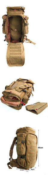 Rugged 70L Over Night Rifle Shovel Tool Camping Backpack Rifle Accesories  BushLine