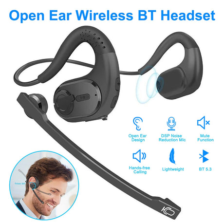 Rugged Open-Ear Bluetooth 5.3 Headset phone stuff  