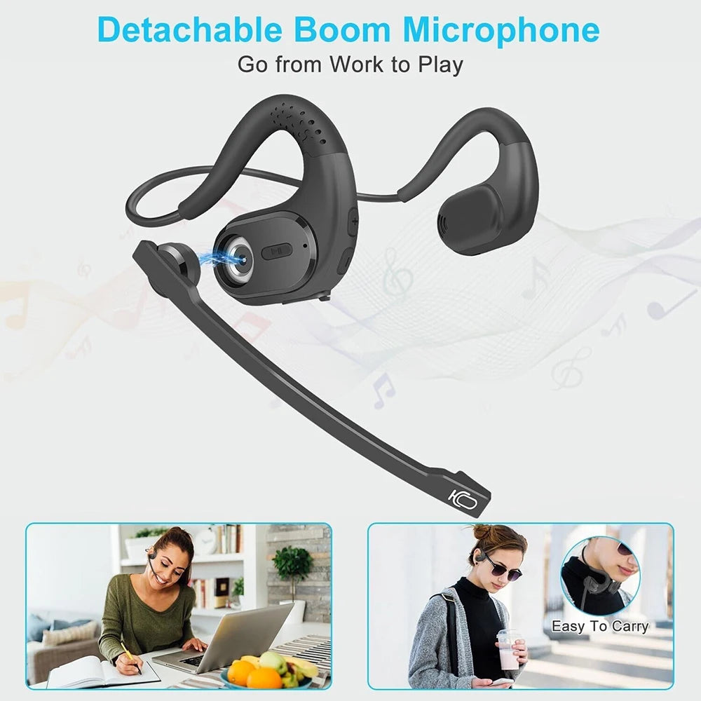 Rugged Open-Ear Bluetooth 5.3 Headset phone stuff  