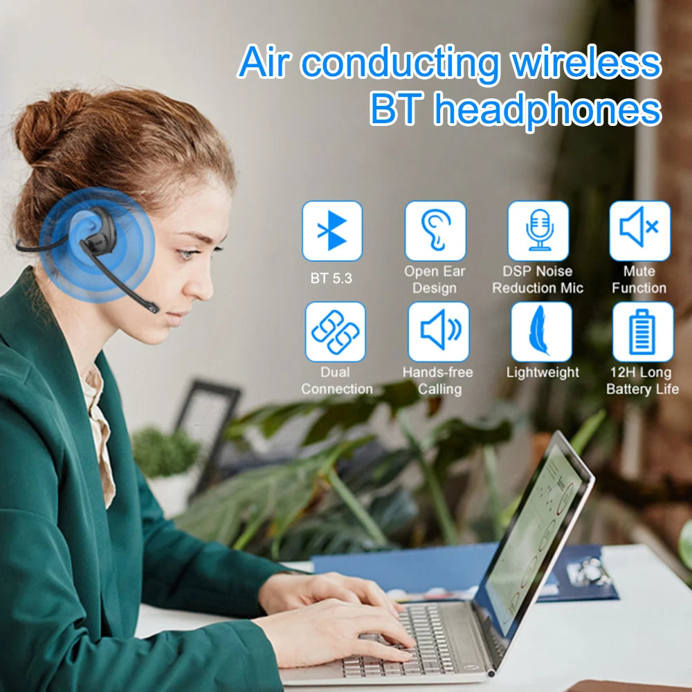 Rugged Open-Ear Bluetooth 5.3 Headset phone stuff  
