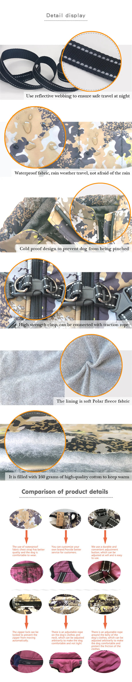 S-5XL Warm Winter Dog Coat Jacket With Harness Dog Stuff  