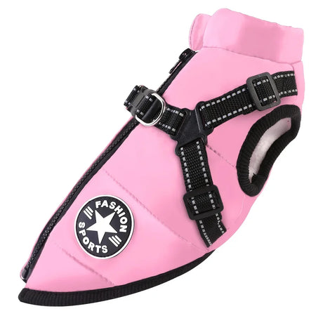 S-5XL Warm Winter Dog Coat Jacket With Harness Dog Stuff BushLine Pink S