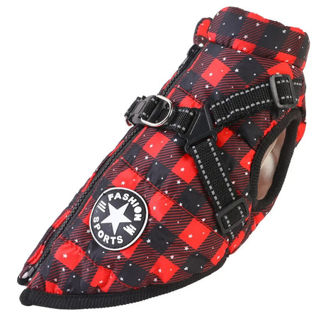 S-5XL Warm Winter Dog Coat Jacket With Harness Dog Stuff BushLine grid S