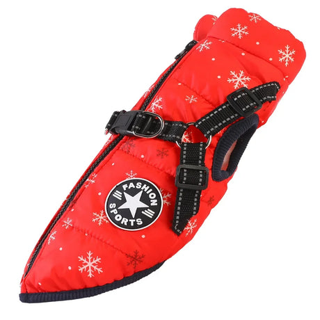 S-5XL Warm Winter Dog Coat Jacket With Harness Dog Stuff BushLine snowflake S