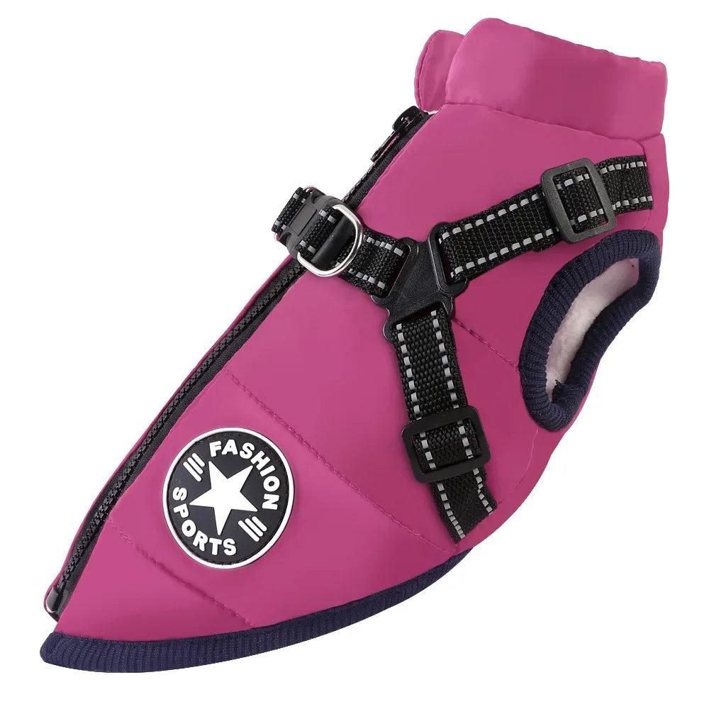 S-5XL Warm Winter Dog Coat Jacket With Harness Dog Stuff BushLine Purple S