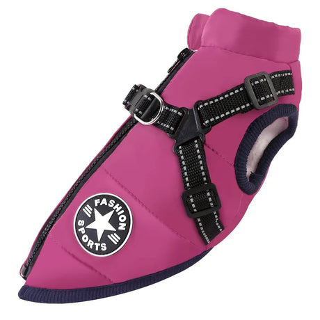 S-5XL Warm Winter Dog Coat Jacket With Harness Dog Stuff BushLine Purple S