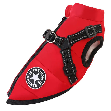 S-5XL Warm Winter Dog Coat Jacket With Harness Dog Stuff BushLine Red S