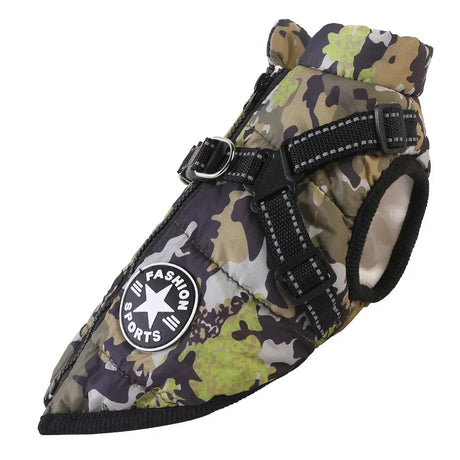 S-5XL Warm Winter Dog Coat Jacket With Harness Dog Stuff BushLine Camouflage S