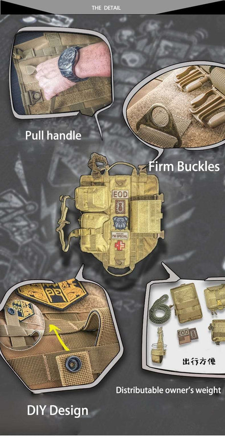 S M L XL Dog Harness Vest with Molle packs Dog Stuff  