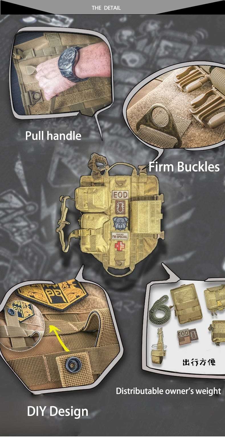 S M L XL Dog Harness Vest with Molle packs Dog Stuff  BushLine