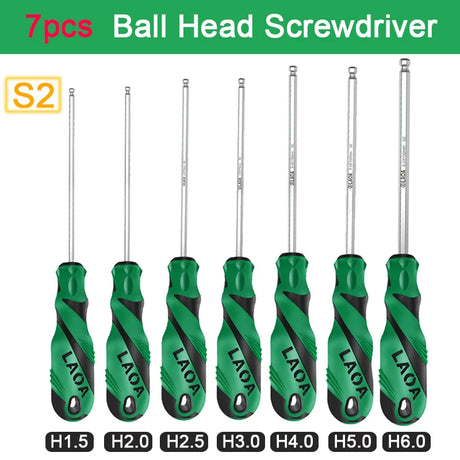 LAOA Hex Screwdriver Sets Allen Driver with Magnetic Tip tools BushLine 7pcs Ball head Hex