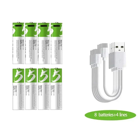 5AA USB 1.5v 2600mAh battery lithium battery rechargeable Rechargeable Batteries BushLine 8pcs  
