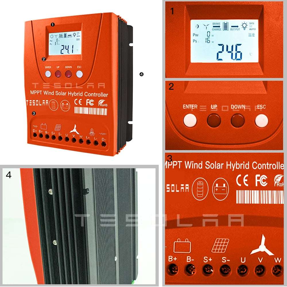 1200W to 3000W Hybrid Wind Solar Controller power control unit BushLine   