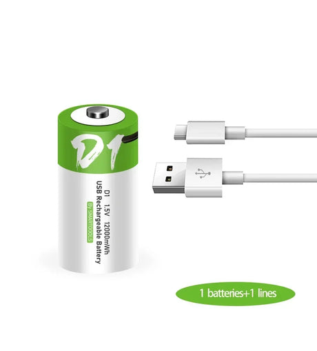 D1 USB 1.5V 12000mWh rechargeable lithium-ion battery Rechargeable Batteries BushLine 1 pcs 1.5V 