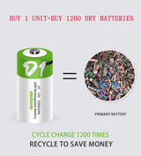 D1 USB 1.5V 12000mWh rechargeable lithium-ion battery Rechargeable Batteries BushLine   