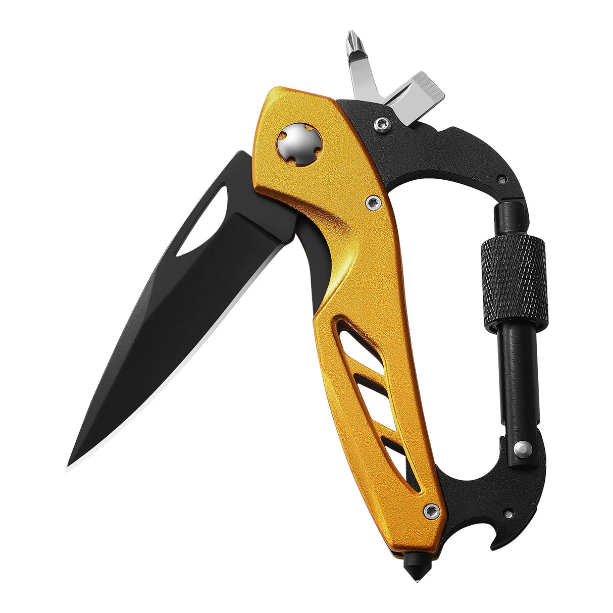 Multi-Tool Carabiner - Camping EDC Clip Multi-tools BushLine Yellow