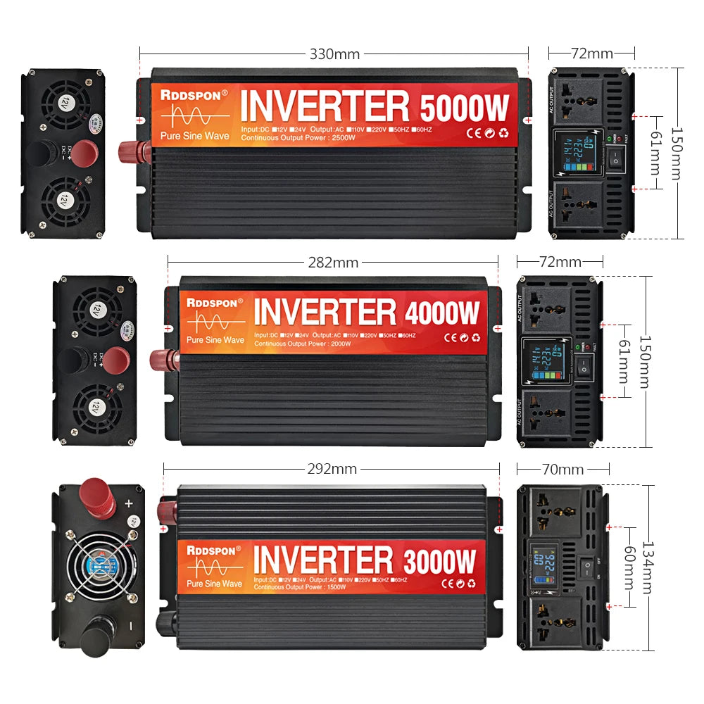 Pure Sine Wave Inverter 3000W 4000W 5000W Double Socket  DC 12V 24V pure sine inverter BushLine   