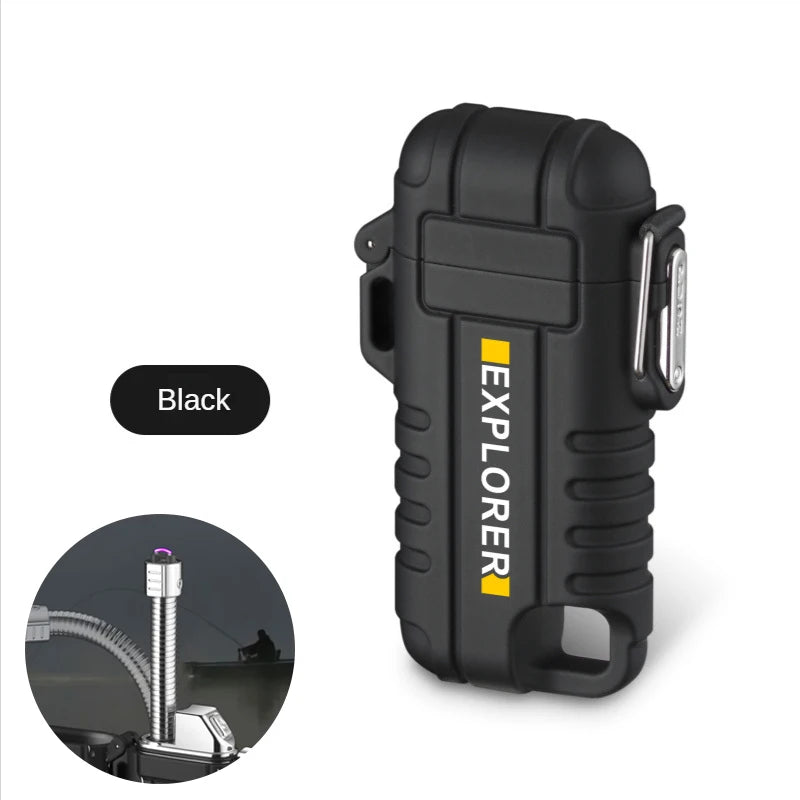 F37 Arc Plasma Waterproof Double Arc Lighter USB Rechargeable electrical supplys BushLine F37-Black