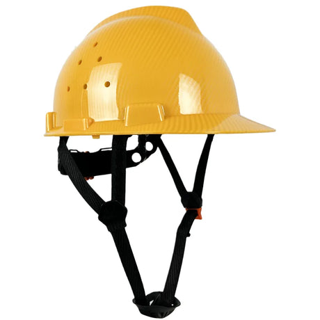 Carbon Fiber Color Work Safety Helmet CE EN397 Standard Hi-Vis & Safety BushLine 98X B Yellow V Hat  