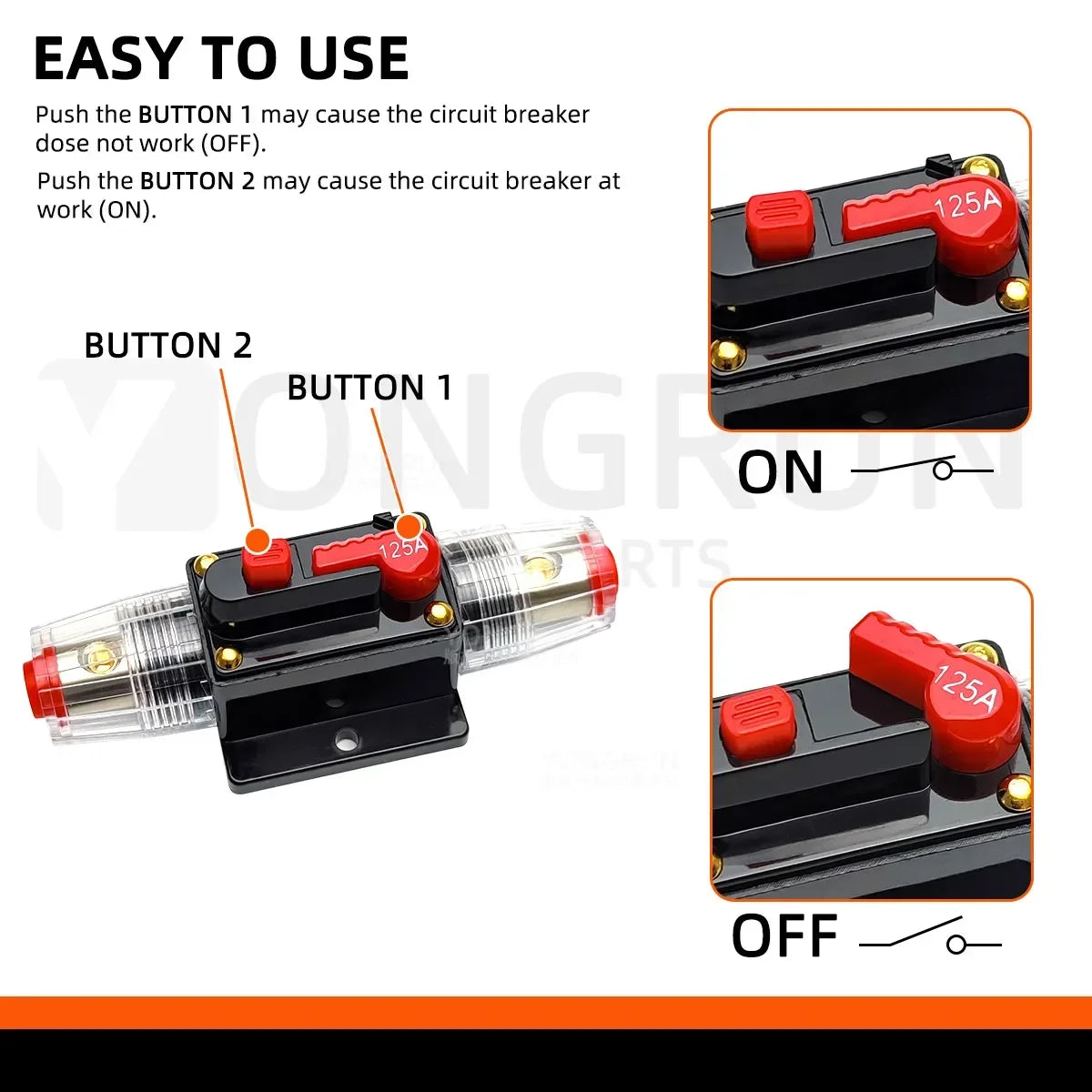 Circuit Breaker Fuse 20A to 300A Manual Reset Waterproof 12V 48V electrical supplys  BushLine