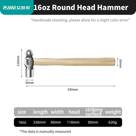 Ball Peen Hammers multiple sizes Walnut 16/24/36OZ tools BushLine 16 OZ