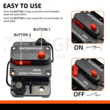 Circuit Breaker Fuse 20A to 300A Manual Reset Waterproof 12V 48V electrical supplys  BushLine