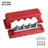M10 4 Post Heavy Duty 24V 600 Amp Bus Bar electrical supplys BushLine M10-Red