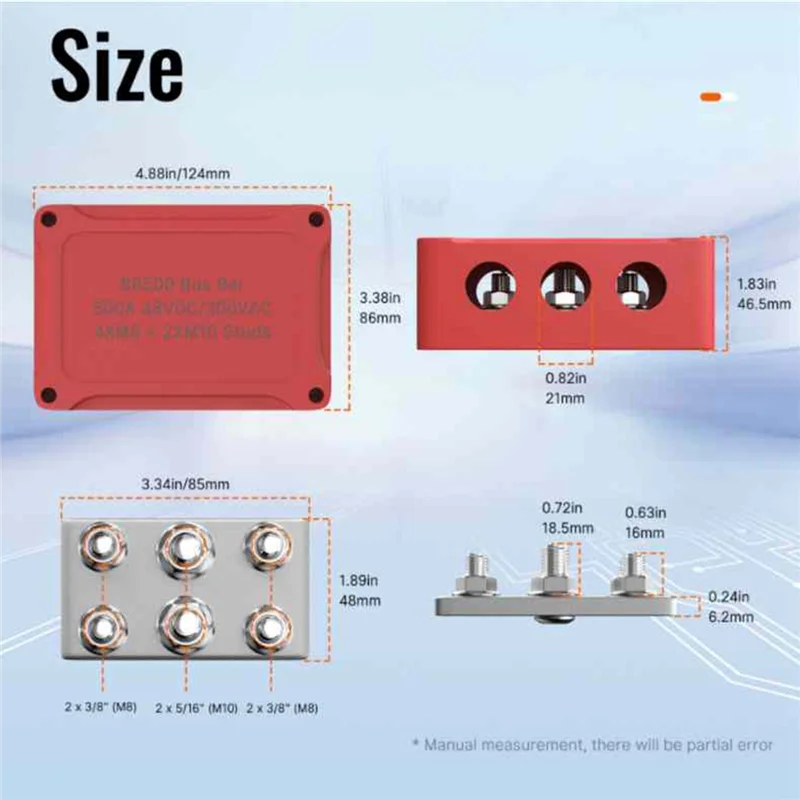 500A Marine Bus Bar 48V Power Distribution Block M10 & M8 in 1 electrical supplys  BushLine