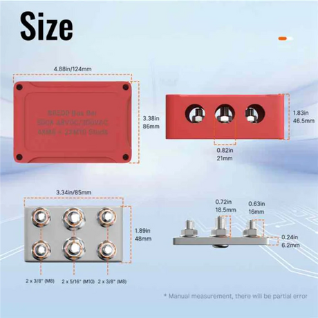 500A Marine Bus Bar 48V Power Distribution Block M10 & M8 in 1 electrical supplys BushLine Black