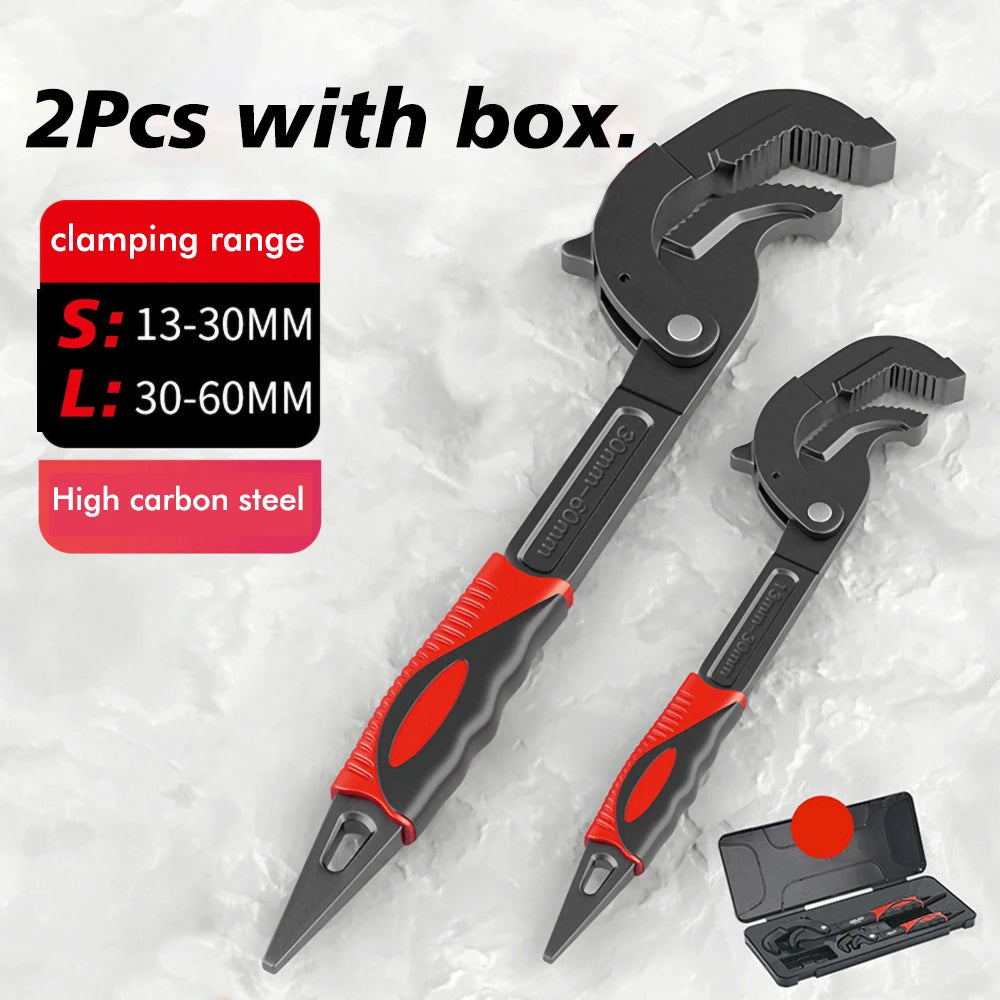 Universal Wrench Multifunction Quick Snap Grip Adjustable Spanner tools BushLine 2pc Set with box