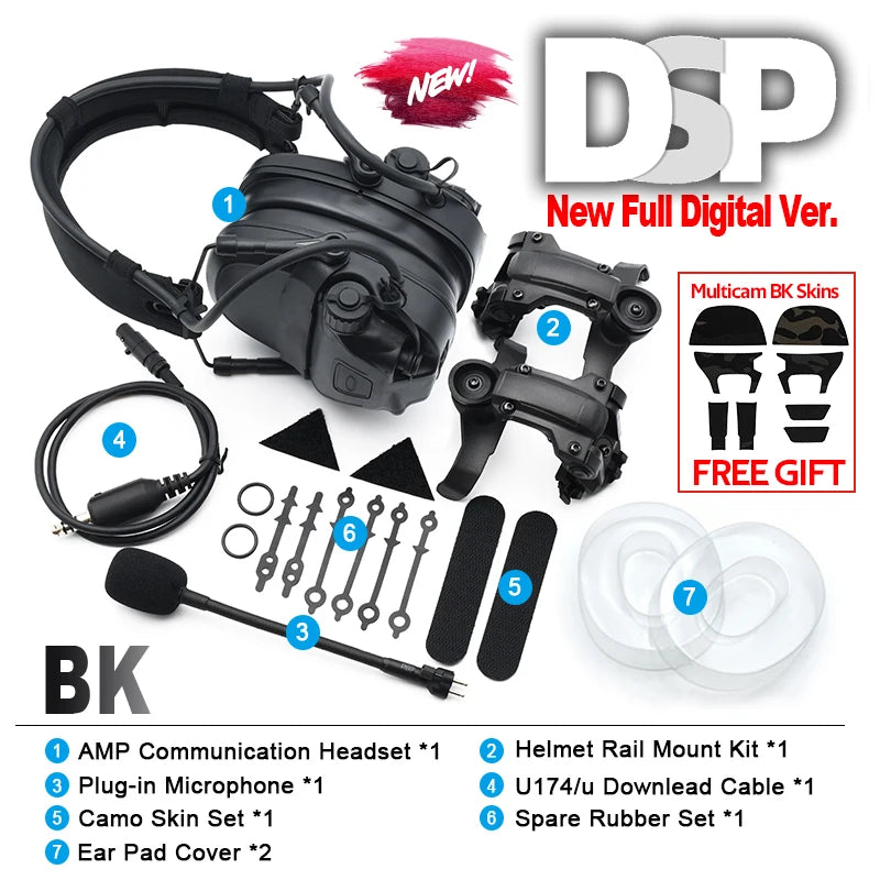 2026 FCS FMA Digital Dual DSP AMP Headset Noise Reduction