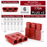 2pcs Anderson Plug 3Pin 50A 75A 175A Quick Connect Kit electrical supplys BushLine 2pcs 175A Red 3P