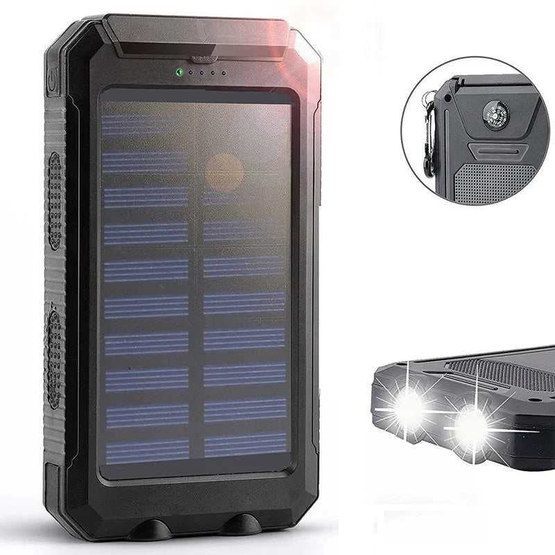 Powerful Waterproof Solar Power Bank 20000mAh solar power BushLine black 20000mah 