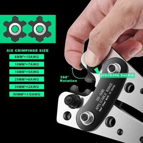 6-50mm Cable Lug Crimping Tool Terminal Crimper electrical supplys  BushLine
