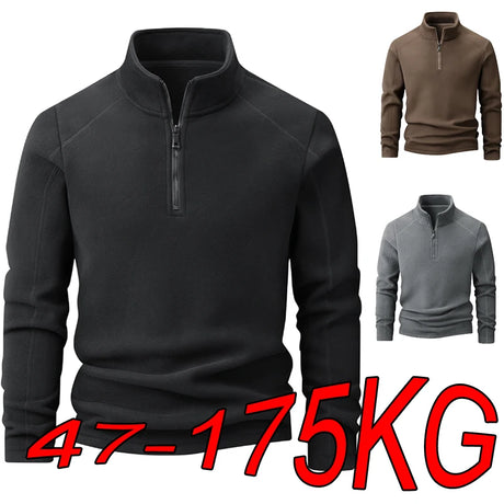 Polar Fleece Stand-up Collar Half-zipper L-9XL Large Size Outdoor Shirts & Tops  BushLine