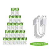 D1 USB 1.5V 12000mWh rechargeable lithium-ion battery Rechargeable Batteries BushLine 20 pcs 1.5V 