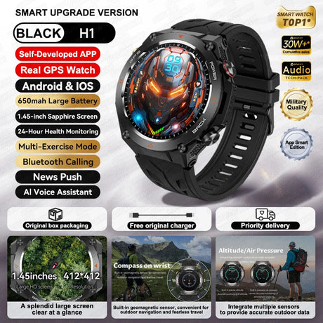 GPS Bluetooth GPS Smart Sports Watch 650mAh Battery