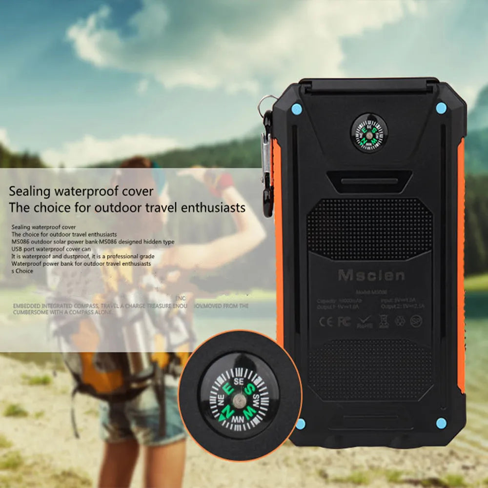 Powerful Waterproof Solar Power Bank 20000mAh solar power BushLine   