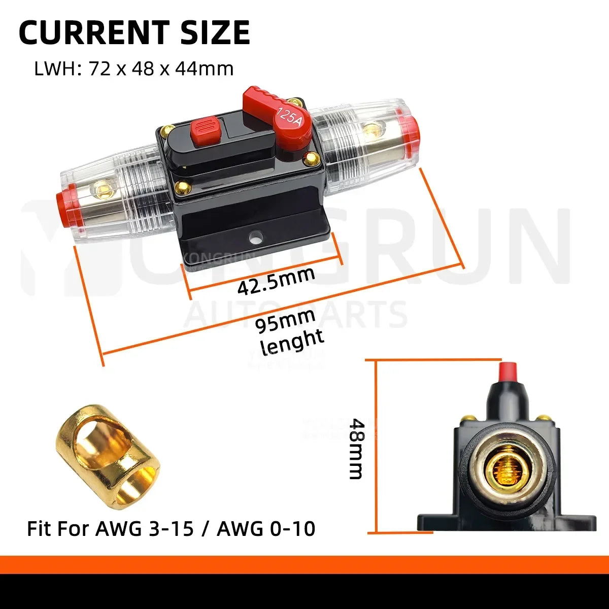 Circuit Breaker Fuse 20A to 300A Manual Reset Waterproof 12V 48V electrical supplys  BushLine